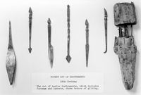 view M0017187: Pocket set of twelve surgical instruments, 16th century