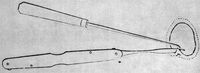 view M0017871: Illustration of instruments used by Marion Sims for paring the edges of a vesico-vaginal fistula, 1852