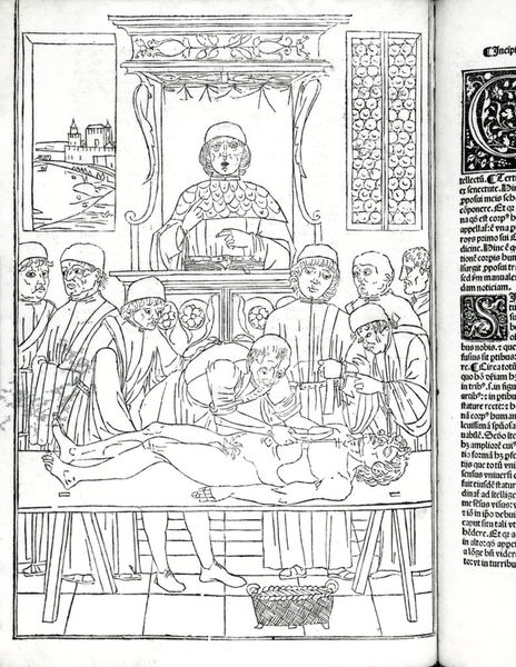 M0017907: Woodcut of a dissection scene, 1495