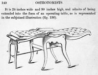 view M0017865: Illustration of Marion Sims' operating chair arranged as an operating table, 1866
