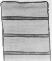 view M0018518: Woven mat: strips joined by bands in colour, Zaire