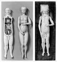 view M0018652EA: Anatomical figures in ivory; one female and two male