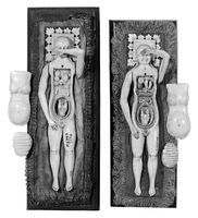 view M0018651EC: Anatomical figures in ivory; two females