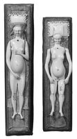 view M0018653EA: Anatomical figures in ivory; two pregnant females