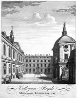 view M0019109: Royal College of Physicians: the courtyard, engraving