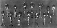 view M0019463EI: Series of pairs of obstetrical forceps in Holland