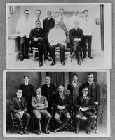 view M0020226: Two photographs showing two generations of surgeons at St. Mary's Hospital, London
